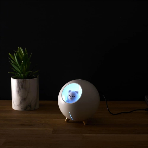 Aroma difuzér LED Intesi bílá kočka moderní dekorace do bytu USB 11 cm