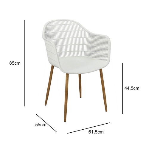 Zahradní židle Becker bílá plastová Intesi s područkami v boho stylu