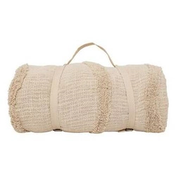 Bavlněný přehoz na postel Daisy 240x260 béžový moderní s třásněmi do ložnice