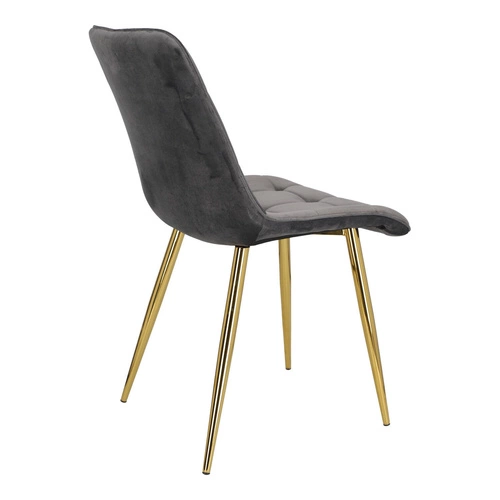 Jídelní židle Pilo šedá sametová čalouněná glamour se zlatými nohami Intesi