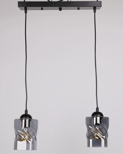 Závěsná lampa Felis černá 2x60W E27 kouřové stínidlo