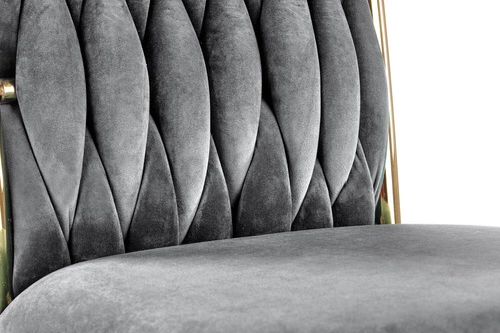 Čalouněná sametová židle Lina Intesi šedá se zlatými nohami moderní do jídelny