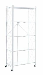 Kovový regál na kolečkách Kingsley bílý loftový do šatny, ložnice a předsíně 158 cm