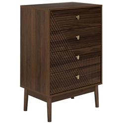 Komoda Tiffany s drážkovanými zásuvkami, ořech, 60 cm, klasická na nožkách do obýváku Intesi