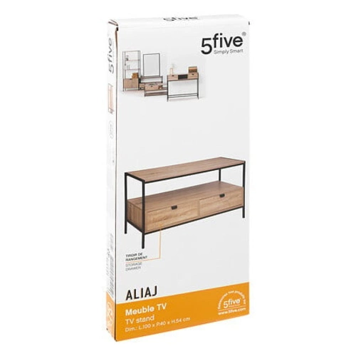 Moderní černá TV komoda Aliaj v loftovém stylu se zásuvkami 100 cm do obývacího pokoje 5five simply smart