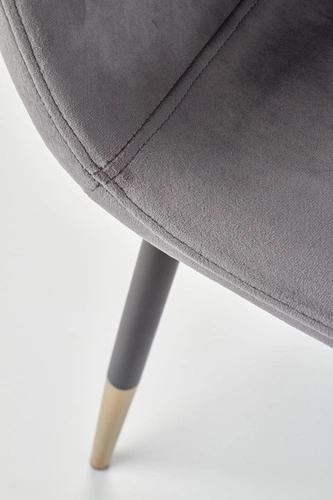 Jídelní židle čalouněná sametem Badenia šedá moderní s černými nohami Intesi