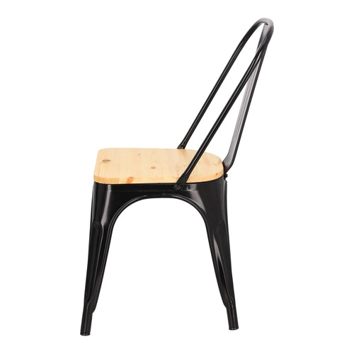Jídelní židle Paris Wood D2.DESIGN černá kovová s dřevěným sedákem borovice