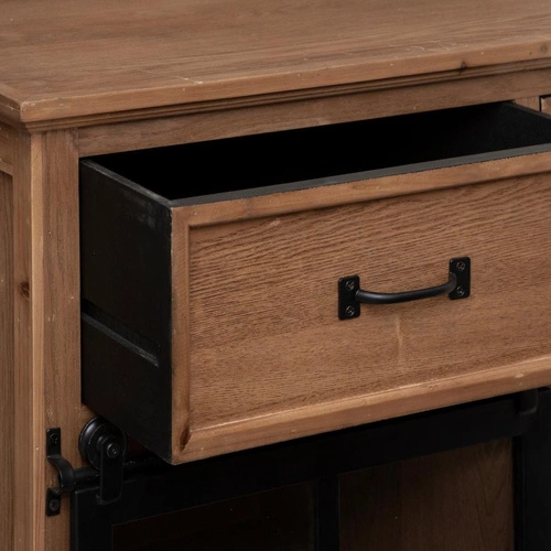 Industriální komoda Danik 160 cm se zásuvkami a sklem do obýváku rustikální Atmosphera