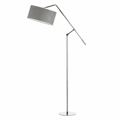 Stojací lampa do obýváku LIBERIA šedá moderní s nastavitelnou výškou s glamour stínidlem