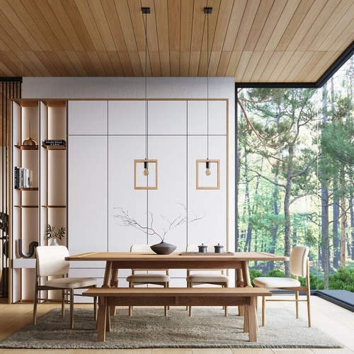 Závěsné svítidlo ARIES skandinávské dřevěné nastavitelné do obýváku a jídelny 24 cm