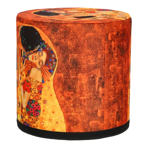 Kulatý puf Polibek Intesi béžový moderní do obýváku a ložnice se snímatelným potahem