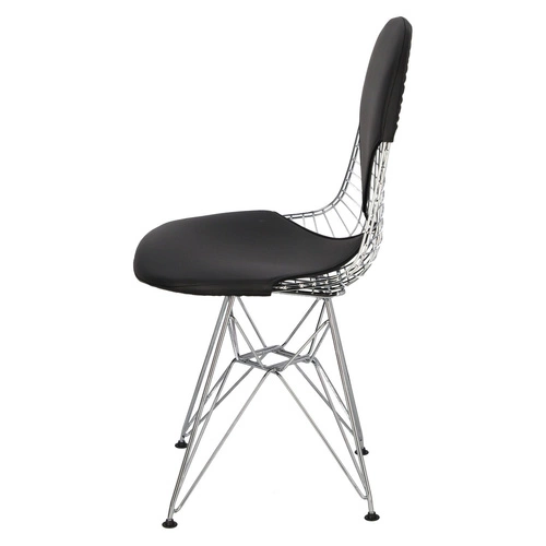 Moderní kovová jídelní židle Net Double černá s polštářem