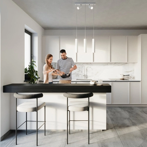 Moderní bílý závěsný lustr RING 3 s otočným stínidlem do obýváku nebo jídelny SOLLUX