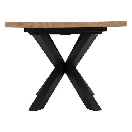 Rozkládací jídelní stůl Olaf Atmosphera 180–220x90 cm moderní přírodní deska černé nohy