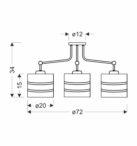 Závěsné svítidlo Andy černozlaté 3bodové moderní do obýváku a jídelny 72 cm