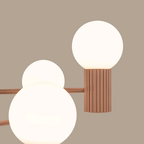 Moderní lustr HALO 6 kávový do obýváku a jídelny, hliník, 64 cm