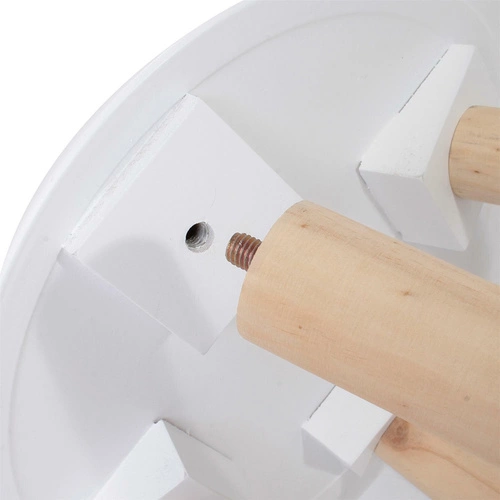 Sada 2 kulatých konferenčních stolků Intesi bílá/přírodní skandinávský dřevěný 2v1 do obýváku