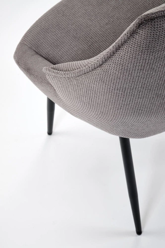 Čalouněná židle Rania šedá do jídelny a obýváku moderní skandinávský styl na černých nohách