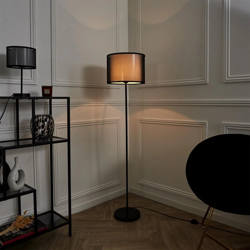 Intesi Shade stojací lampa černá s moderním stínidlem do obýváku a ložnice 150 cm