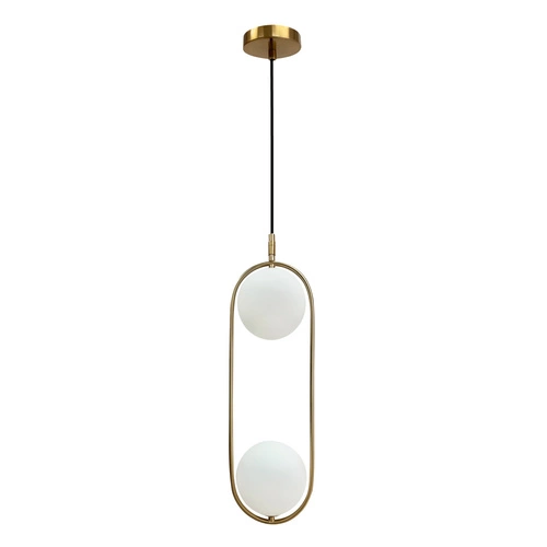 Závěsná lampa Cordel kartáčované zlato 2x28W G9 difuzor bílý