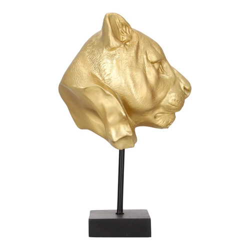 Dekorační soška lev Lion zlatý glamour Atmosphera na černém podstavci do obýváku 35,5 cm