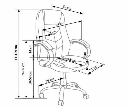 Ergonomická kancelářská židle Dades hnědá otočná z ekokůže s nastavitelnou výškou