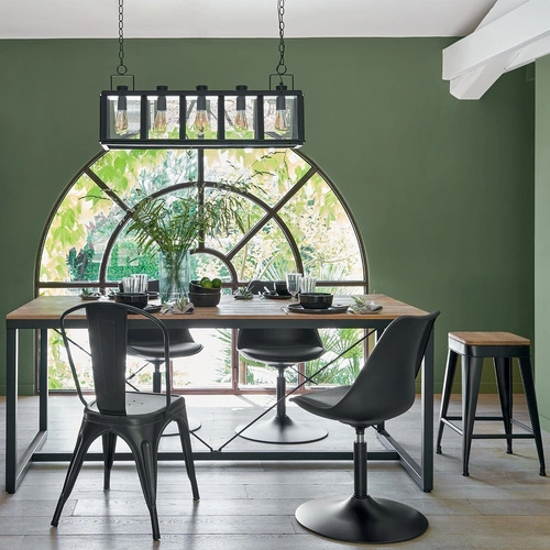 Barová židle Joris černá loftová kovová s dřevěným sedákem 60 cm do kuchyně Atmosphera