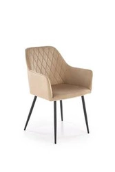Čalouněná jídelní židle Basper Velvet béžová s područkami sametová