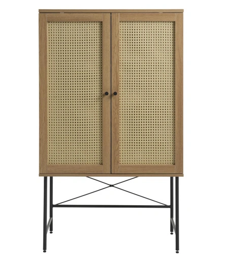 Vysoká komoda Pensacola ratan dub moderní do obýváku na nožičkách