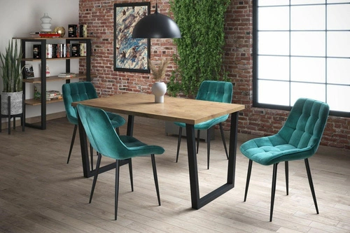 Jídelní židle Poly Intesi čalouněná zelený samet moderní s černými nohami