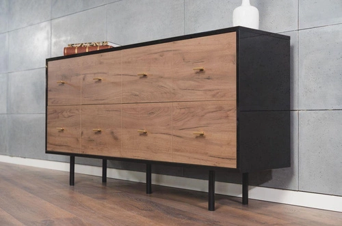 Komoda se zásuvkami MAUD černá dub craft tobacco moderní do obýváku a ložnice SKANDICA