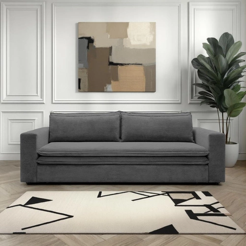 Rozkládací pohovka Ulnes s funkcí spaní pro 3 osoby, šedý manšestr, do obýváku s úložným prostorem