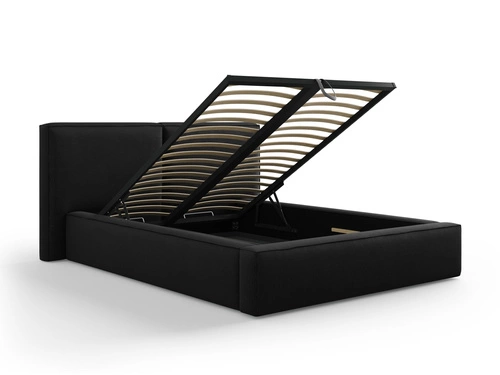 Čalouněná postel Jodie II černá s úložným prostorem 160x200 moderní glamour