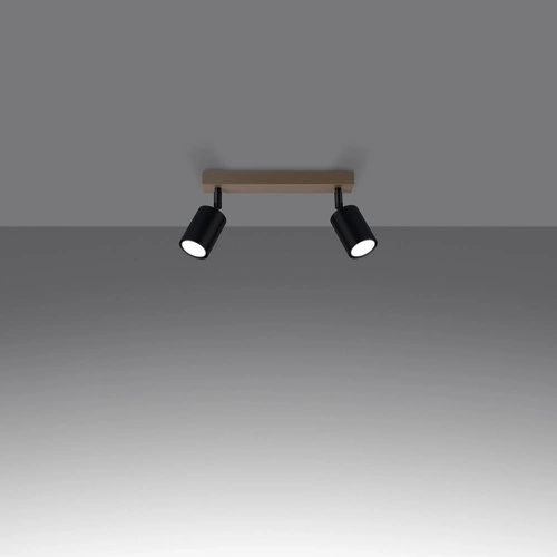 Stropní svítidlo VERDO 2 černé kovové s dřevem moderní do obýváku a kuchyně SOLLUX