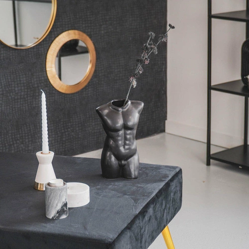 Černá keramická váza Mužský Tors moderní dekorace do obýváku HV decor 24 cm
