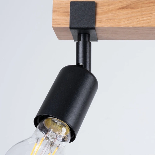 Stropní svítidlo ZUCA 3 černé moderní kovové s dřevem do obývacího pokoje a kuchyně SOLLUX