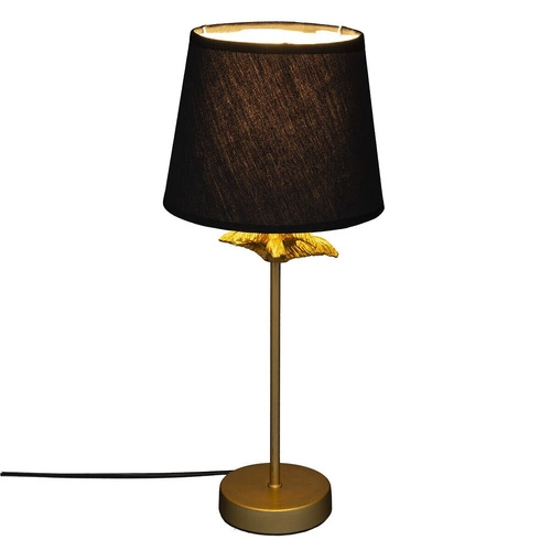 Noční lampa do ložnice Palma Atmosphera černo-zlatá moderní s látkovým stínidlem 45,5 cm
