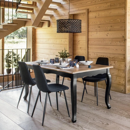 Čalouněná jídelní židle Tyka černá v loft stylu na kovových nohách Atmosphera