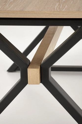 Rozkládací jídelní stůl Lorete 100x180-300 cm moderní dřevěná deska černé nohy Intesi