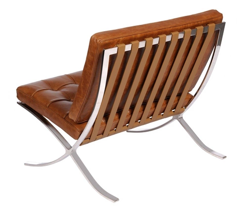 Kožené křeslo BA1 inspirované Barcelona do obýváku hnědé moderní retro glamour