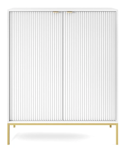 Vynikající velká komoda s drážkami na bílých/zlatých nohách