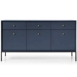 Komoda Evora modrá 154 cm moderní se zásuvkami na nožkách do obýváku Intesi