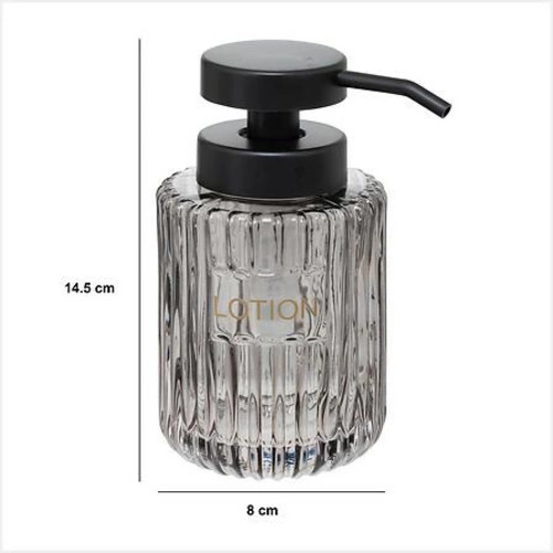 Skleněný dávkovač na tělové mléko Agathe šedý 250 ml do koupelny 5five