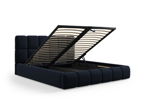 Čalouněná postel Bellis modrá 180x200 s úložným prostorem sametová do ložnice