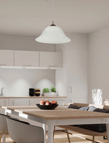 Závěsné svítidlo Vera skleněné bílé do obýváku a jídelny klasické měděné 25 cm