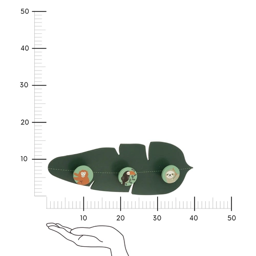 Atmosphera zelený nástěnný věšák do dětského pokoje list s motivem džungle 3 háčky