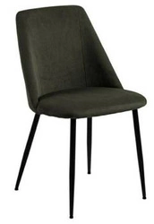 Čalouněná jídelní židle Ines zelená moderní na černých kovových nohách Actona