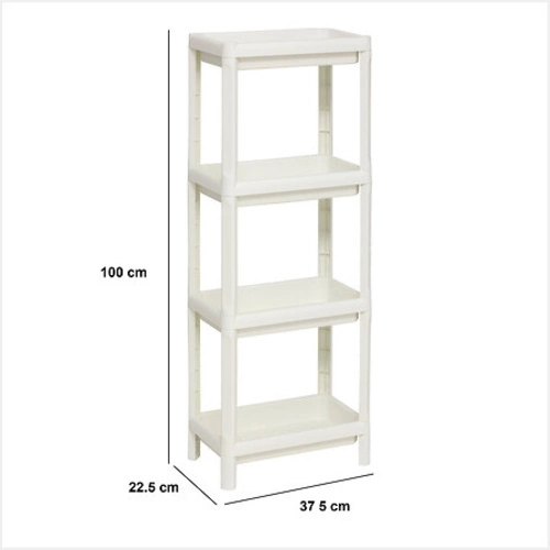 Plastový koupelnový regál Diepe 4patrový bílý moderní do koupelny nebo kuchyně 5five