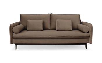 Rozkládací pohovka Diana hnědá s úložným prostorem a funkcí spaní moderní trojmístná do obýváku