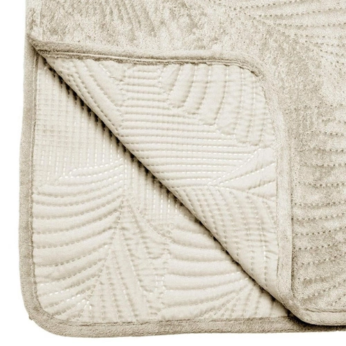 Prošívaný sametový přehoz na postel Leaf 240x260 cm elegantní slonová kost Atmosphera